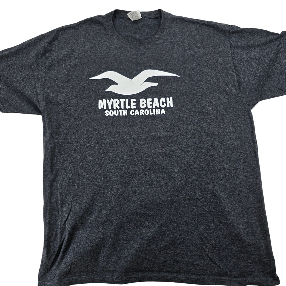 Myrtle Beach T Shirt‎ Mens XL Seagull Beach Campfire Graphic Gray Fruit Loom